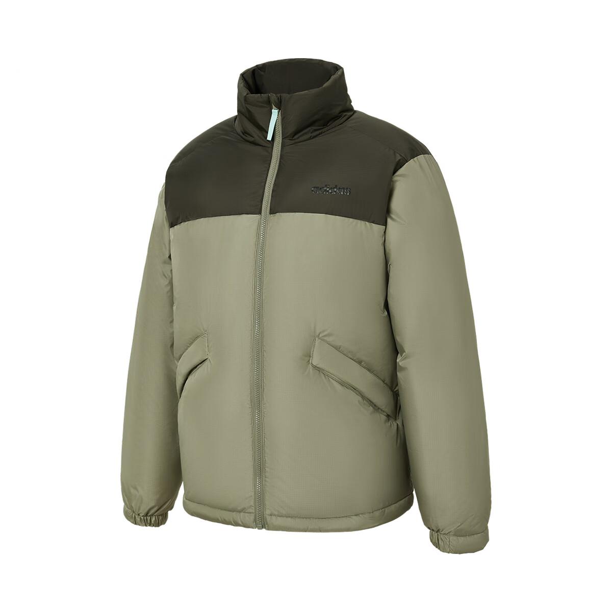 Adidas FW24 Stand Collar Down Jacket, Unisex Outdoor Windproof Warm Training Coat Military Green JL8262