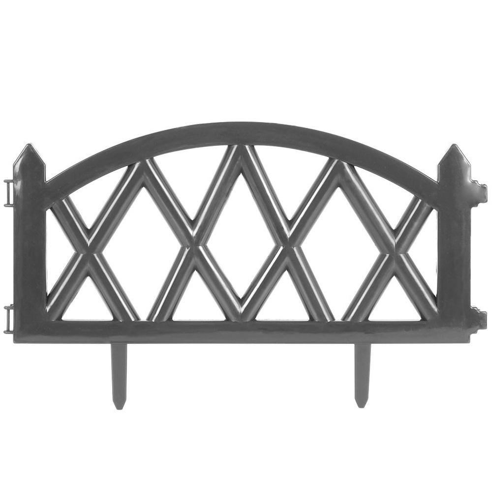 6x Plastic Garden Fence Gray Border Palisade Edging Lawn 3m