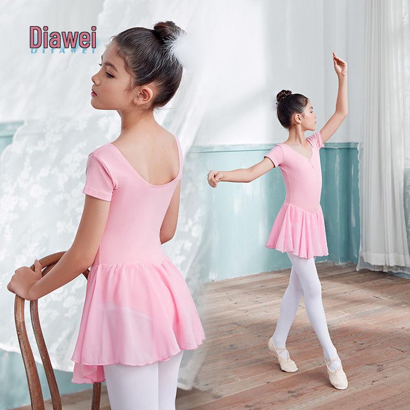 Girls' Dancewear: Summer Ballet Skirt, Toddler Exam Practice, Short-Sleeve One-Piece Skirt