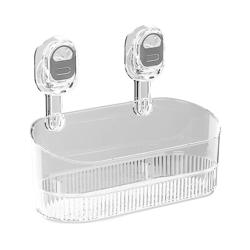 Heavy Duty Suction Cup Storage Box Wall Mount Bathroom Cosmetics Holder Transparent Shelf for Bathroom and Kitchen Use