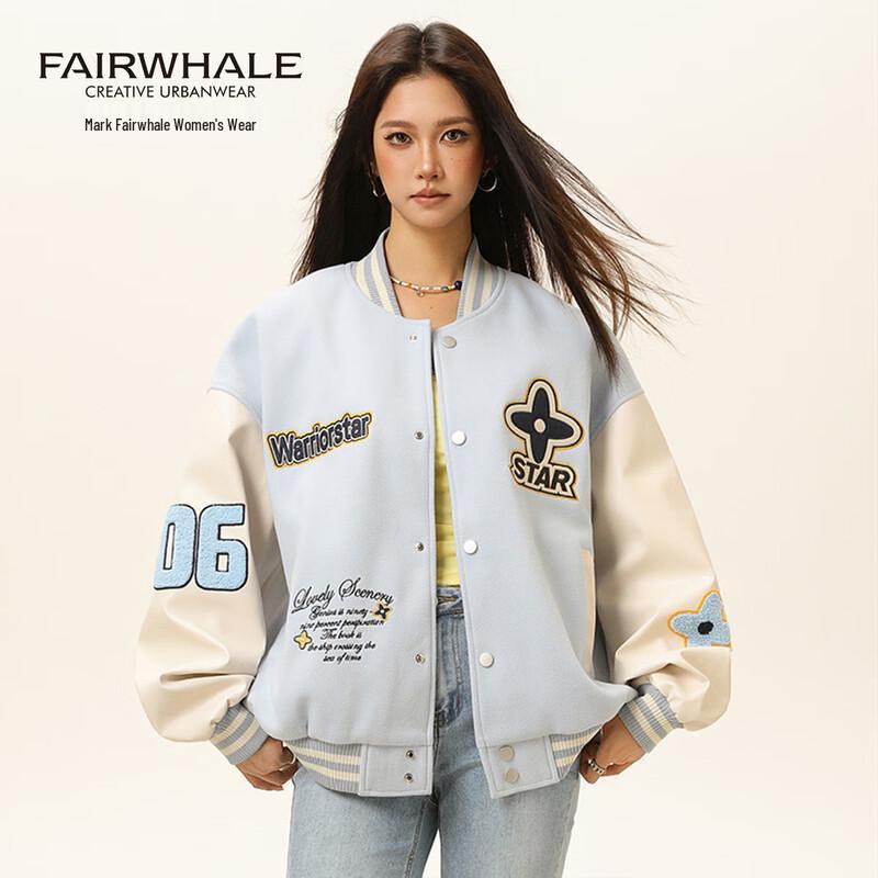 Women s Colorblock Embroidered Baseball Jacket S