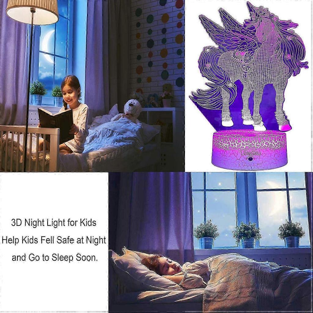 Gift Light Childrens Night Light with Remote Control and Smart Touch 7 Colors + 16 Colors Dimmable Unicorn Toy 3 4 5 6 7 8 9-year-old Girl G