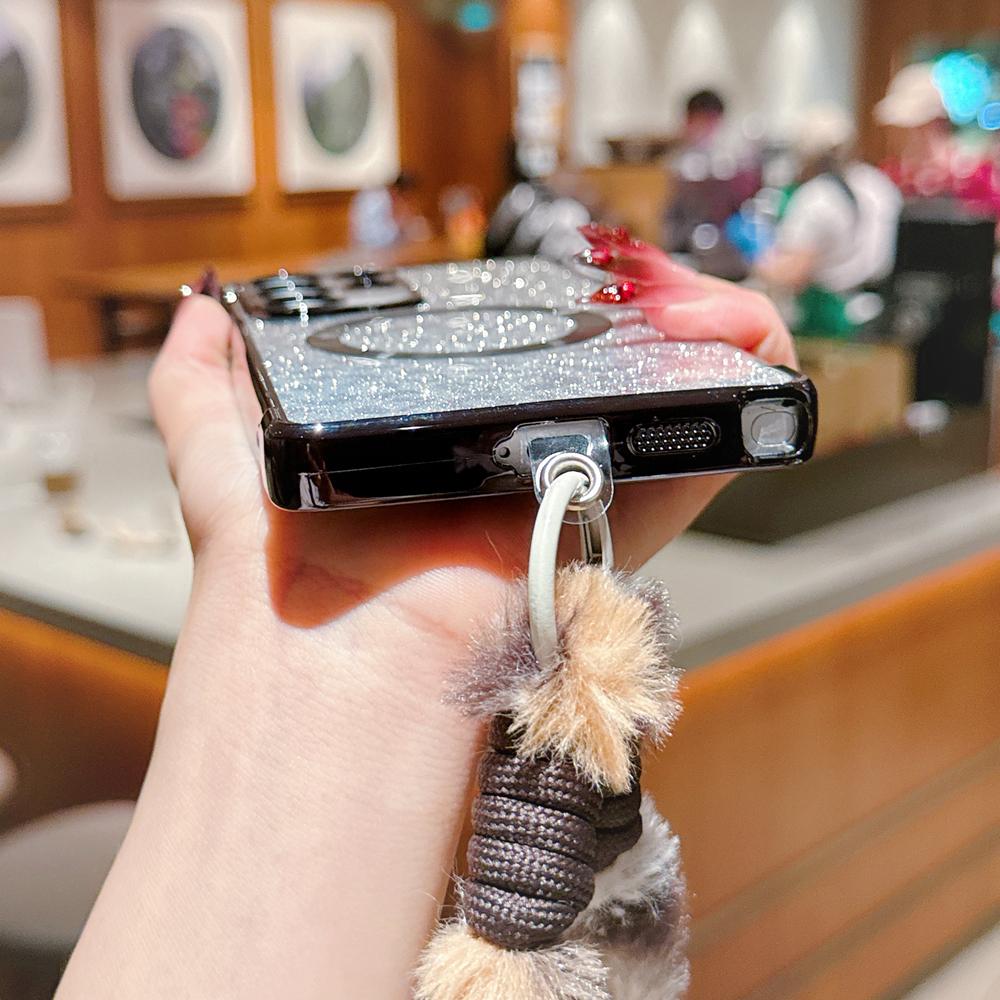 KEYSION Glitter Leopard Print Magnetic Phone Case for Samsung Galaxy S21 S22 S23 S24 S25 S26 Ultra S26+ S25 FE With Plush Lanyard Shockproof Cover