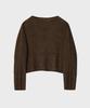 NOIRER FOR WOMAN Wool Damaged Boat Neck Knit Top (Brown)