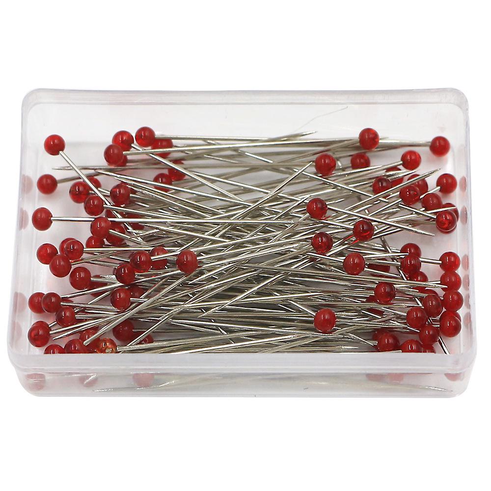 100-Piece Set: 38mm Glass Head Pins in 10 Colors for Sewing and Quilting
