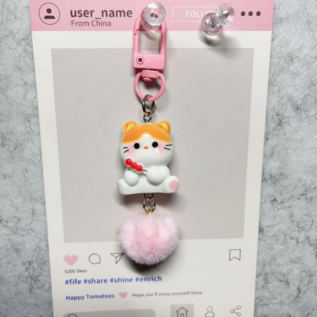 3D Cartoon Kitten Phone Charm, Cute Resin Keychain, Student Bag Pendant, Couple or Best Friend Gift