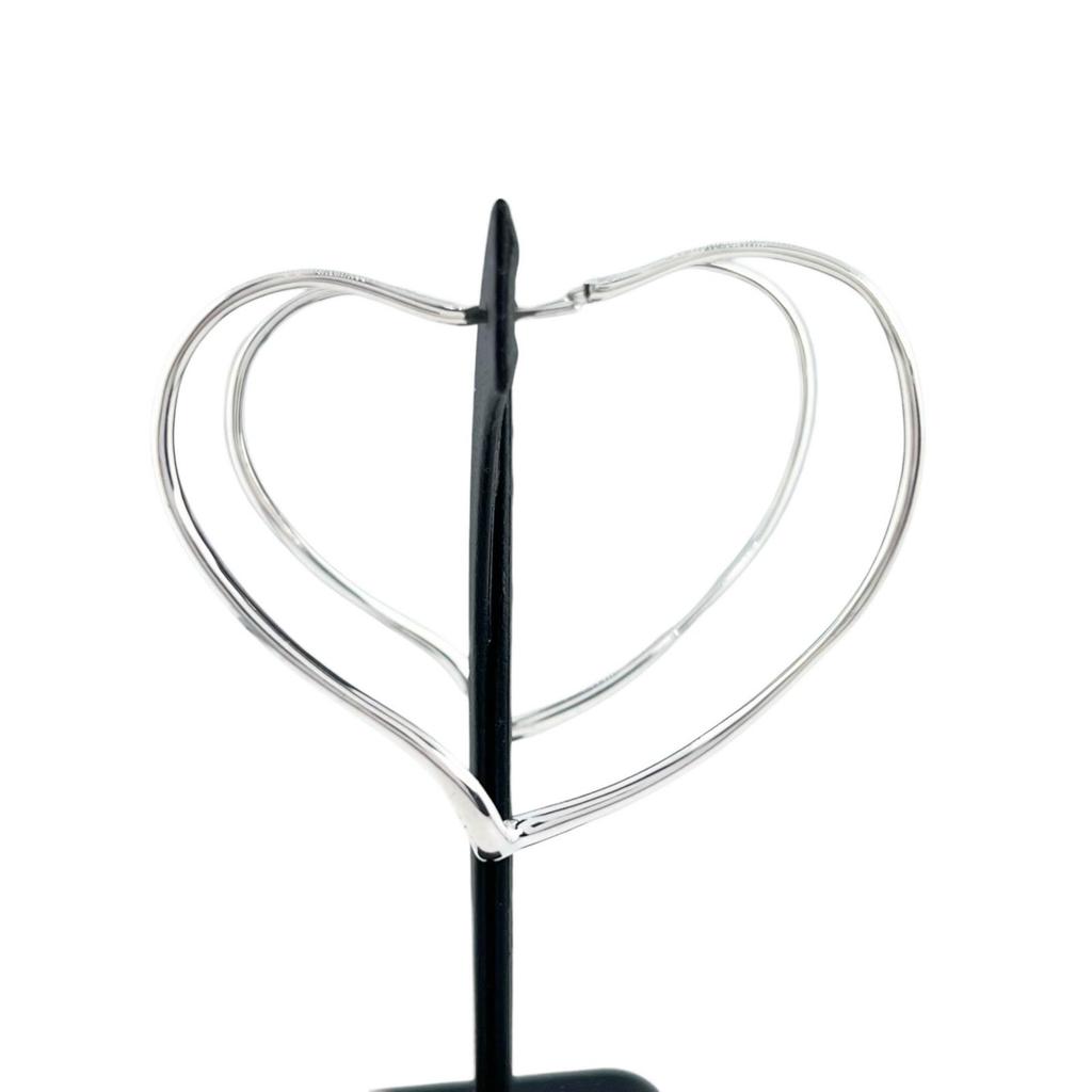 Great TIFFANY&Co. Pierce Elsa Peretti Open Heart Hoop Silver AG925 Women Used