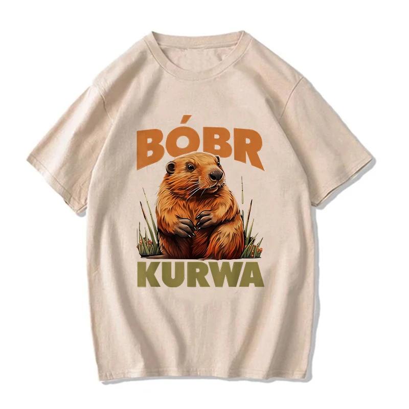 90er Cartoon Biber Kurwa Grunge T-Shirt Lustiges Kurwa Biber Mange T-Shirt Harajuku Y2k T-Shirts Tops Herren Mode EU Größe T-Shirt Kleidung