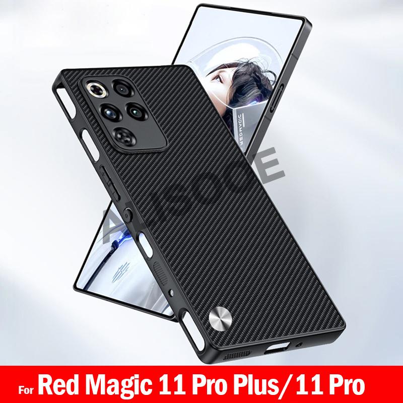 Für Nubia Red Magic 11 Pro Plus Hülle Luxus Faser Textur PU-Leder Schutz Rückseite Abdeckung Capa für RedMagic 11 Pro+ Funda