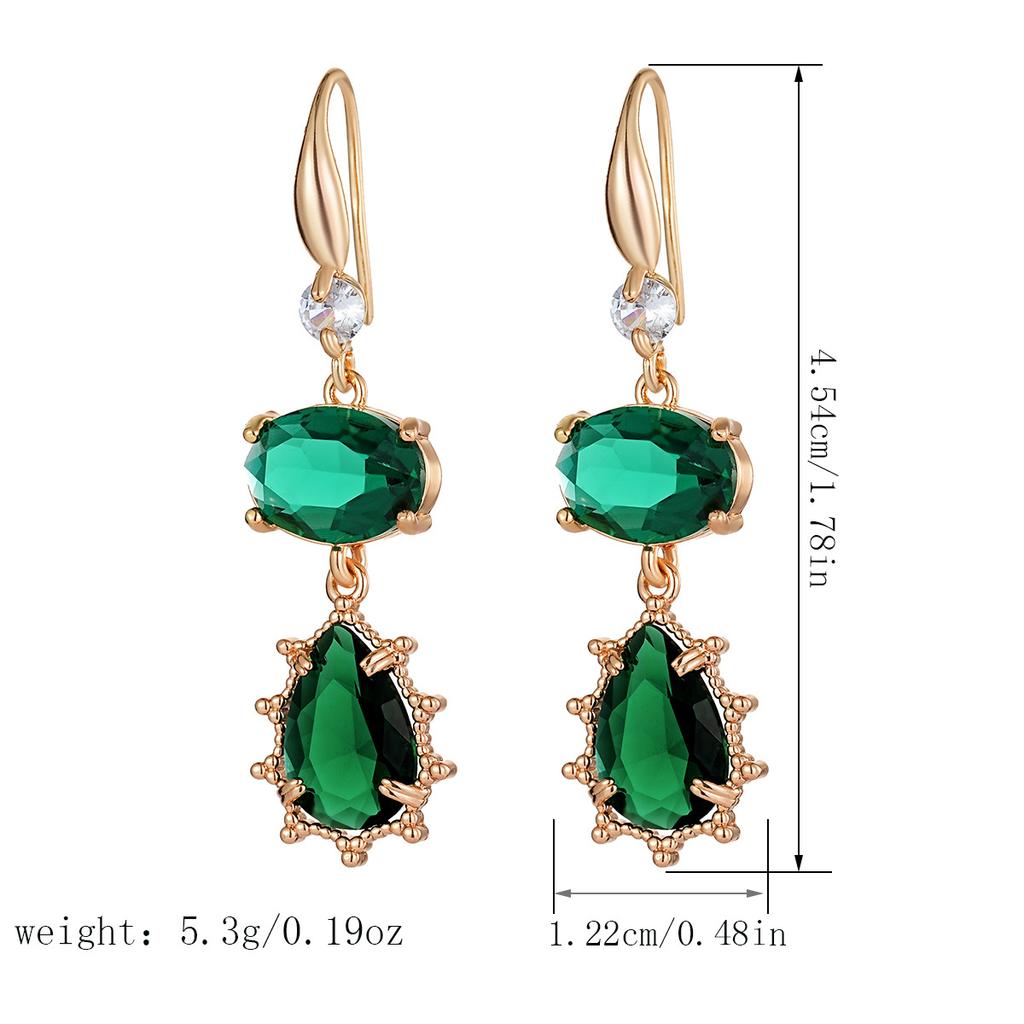 New Fashion Metal Geometric Zirconia Water Drop Earrings for Women Vintage Blue/green Long Earrings Party  Gifts
