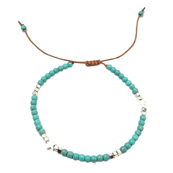 

Богемия Star Cube Искусственные бирюзовые бусины ручной работы Регулируемый женский браслет на щиколотке синий