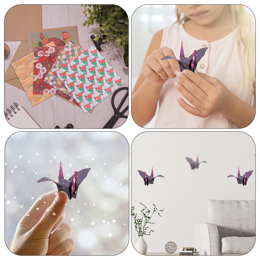 SEWACC Large Origami Paper Set with Cherry Blossom Colorful and Cute Origami Paper with Thousand Craft Colored DIY Paper 120 Sheets Double-Sided