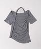 WEGO PHILLY Belt Design Short Sleeve Summer Gray Off-the-Shoulder T-Shirt, Top, Clothes, Women's,