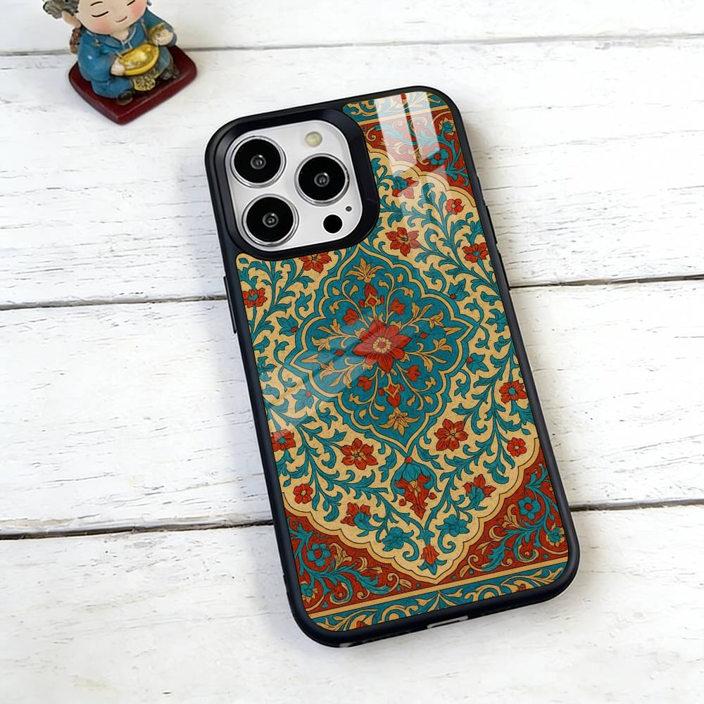 Persian Carpet Floral Pattern Phone Case For iPhone17,16,15,14,13,12,11 Plus,Pro Magnetic For Magsafe Wireless Charging