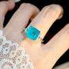Princess Square Pillow Paraiba Neon Blue Premium Temperament Open Ring Women's Pendant Stud Earrings Set 2026