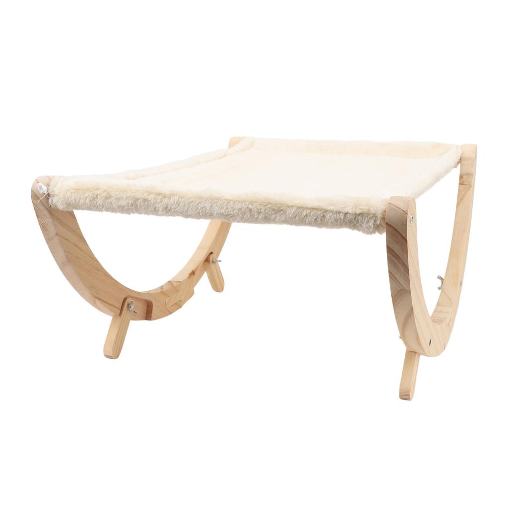 Wooden Cat Hammock Foldable Antislip Easy To Assemble Elevated Pet Hammock Bed Furniture for Indoor Cat Plush Style