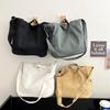 Canvas Tasche Große Kapazität Handtasche Lässiger Lazy Style Einfarbig Umhängetasche Messenger Bag