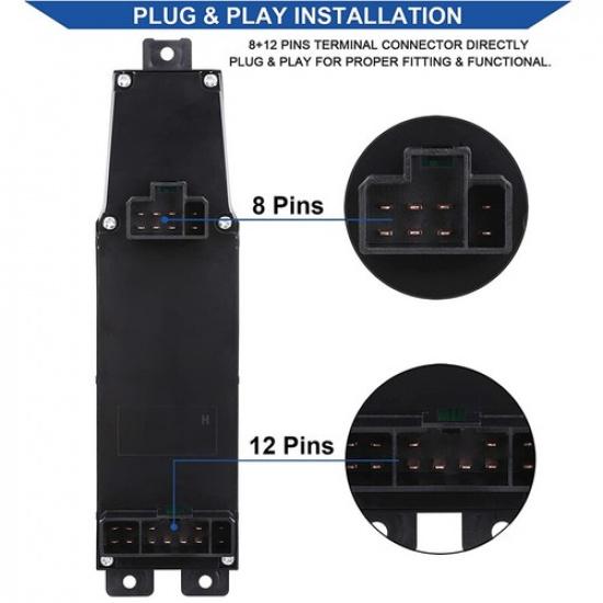 Window Control Switch +Gray Bezel 641-00653L for 02 - 09 Dodge Ram 1500-3500 3pc