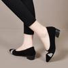Low-heeled rhinestone single shoes women's autumn new matte small leather shoes medium heel pointed temperament work commuter women's shoes