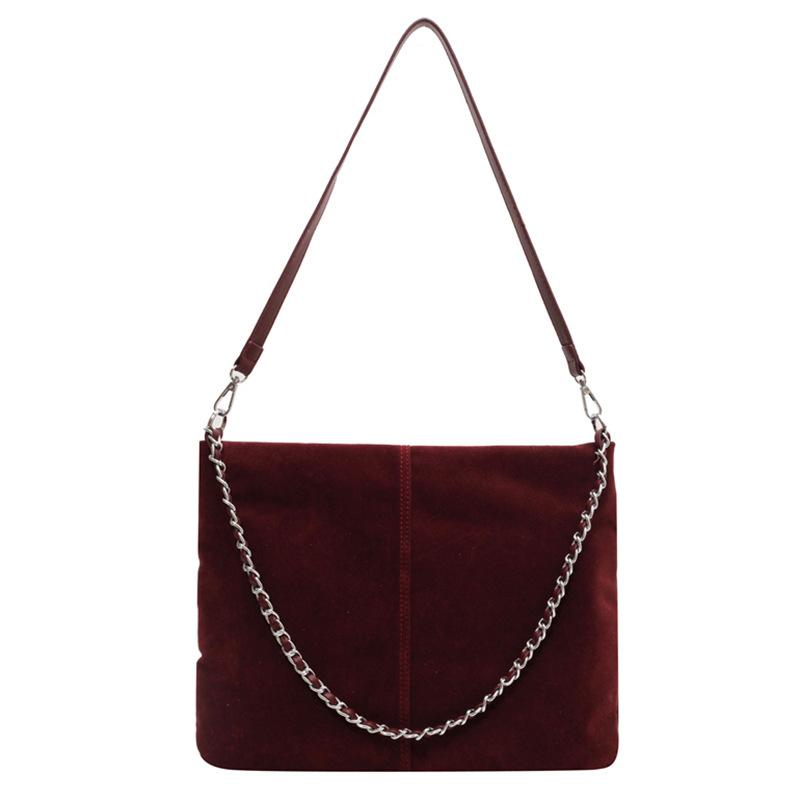 

Сумка большой вместимости женская осенняя универсальная новая ретро матовая на плечо мессенджер цепочка сумка-тоут фуксия