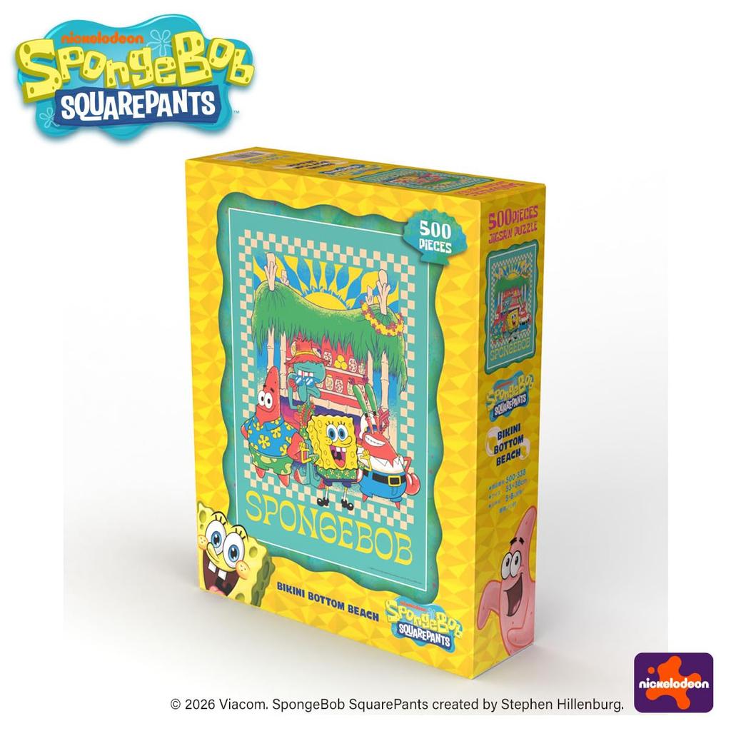 APPLEONE Jigsaw Puzzle BIKINI BOTTOM BEACH Bottom 500 Made in 53 x 38 SpongeBob 500-338 (Bikini Beach) pieces, Japan, cm,