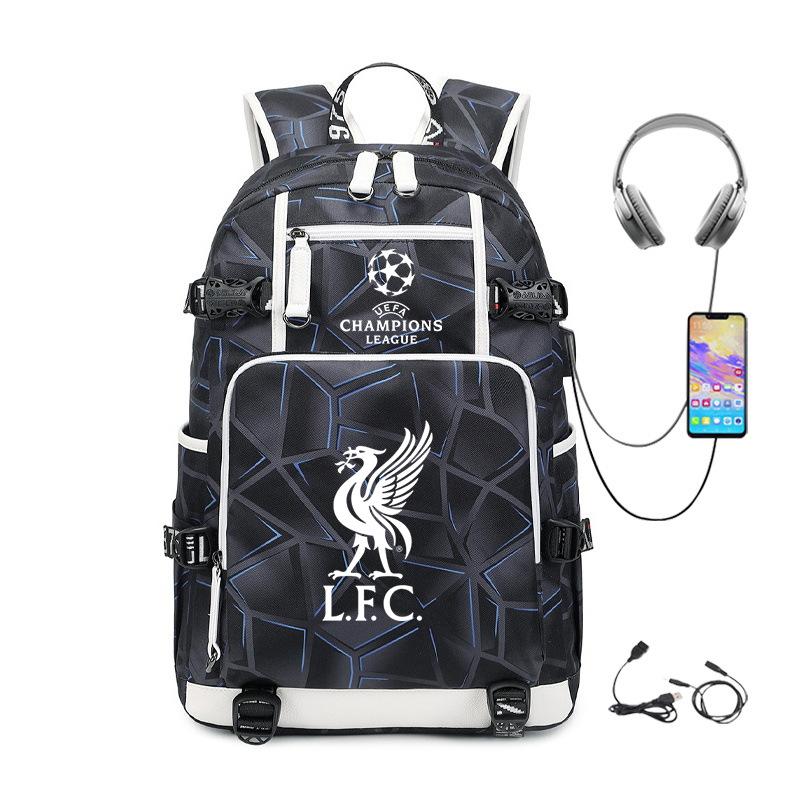 Football Printed Student Backpack Multifunctional Usb Interface Large Capacity Leisure Travel Backpack