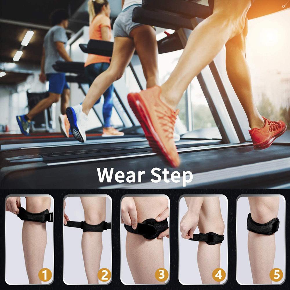 1Pair Patella Knee Strap, Adjustable Knee Brace Patellar Tendon Stabilizer Support Band for Knee Pain Relief