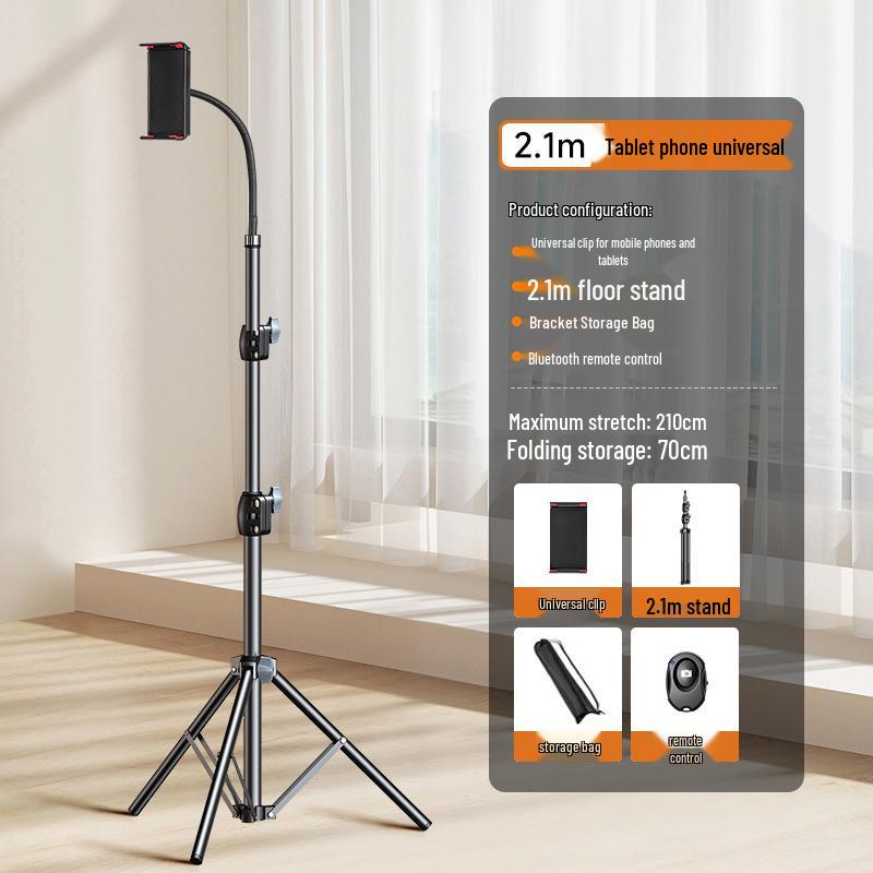 Multi-Device Floor Stand: Adjustable Overhead Tripod for Tablets & Phones