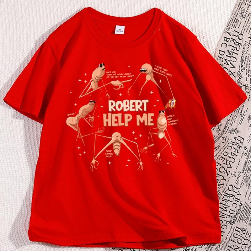 Marcus The Worm Funny Meme Robert Help Me T Shirt Funny Man Woman Cootton Graphic Tees High Quality Short Sleeve Round Neck Tee S