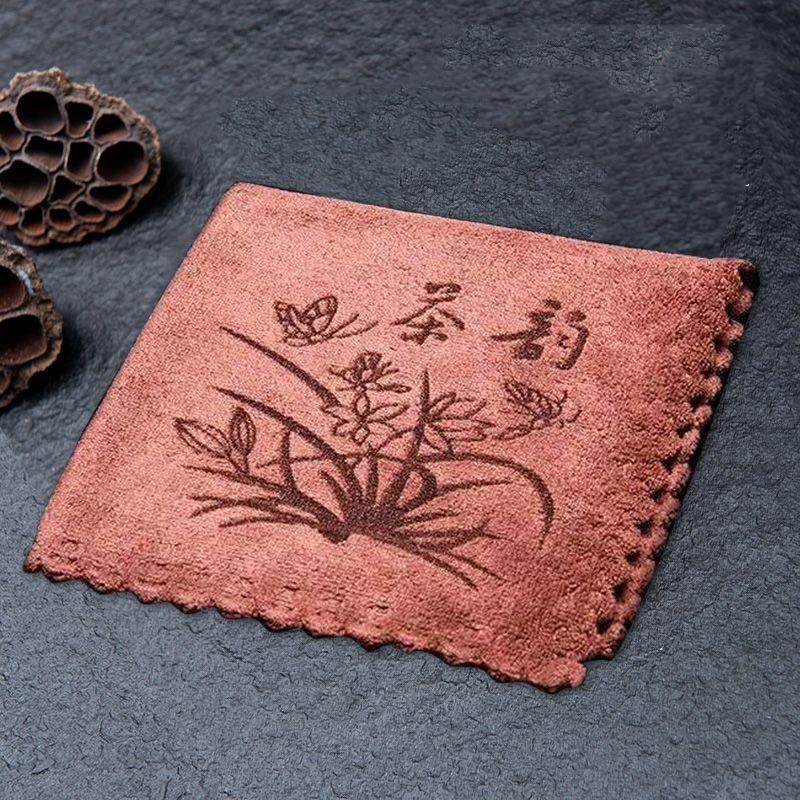 GIANXI Tea Towel Thickened Absorbent Cleaning Cloth Seamless Tea Set Mat Super Soft Absorbent Tea Towel Cotton