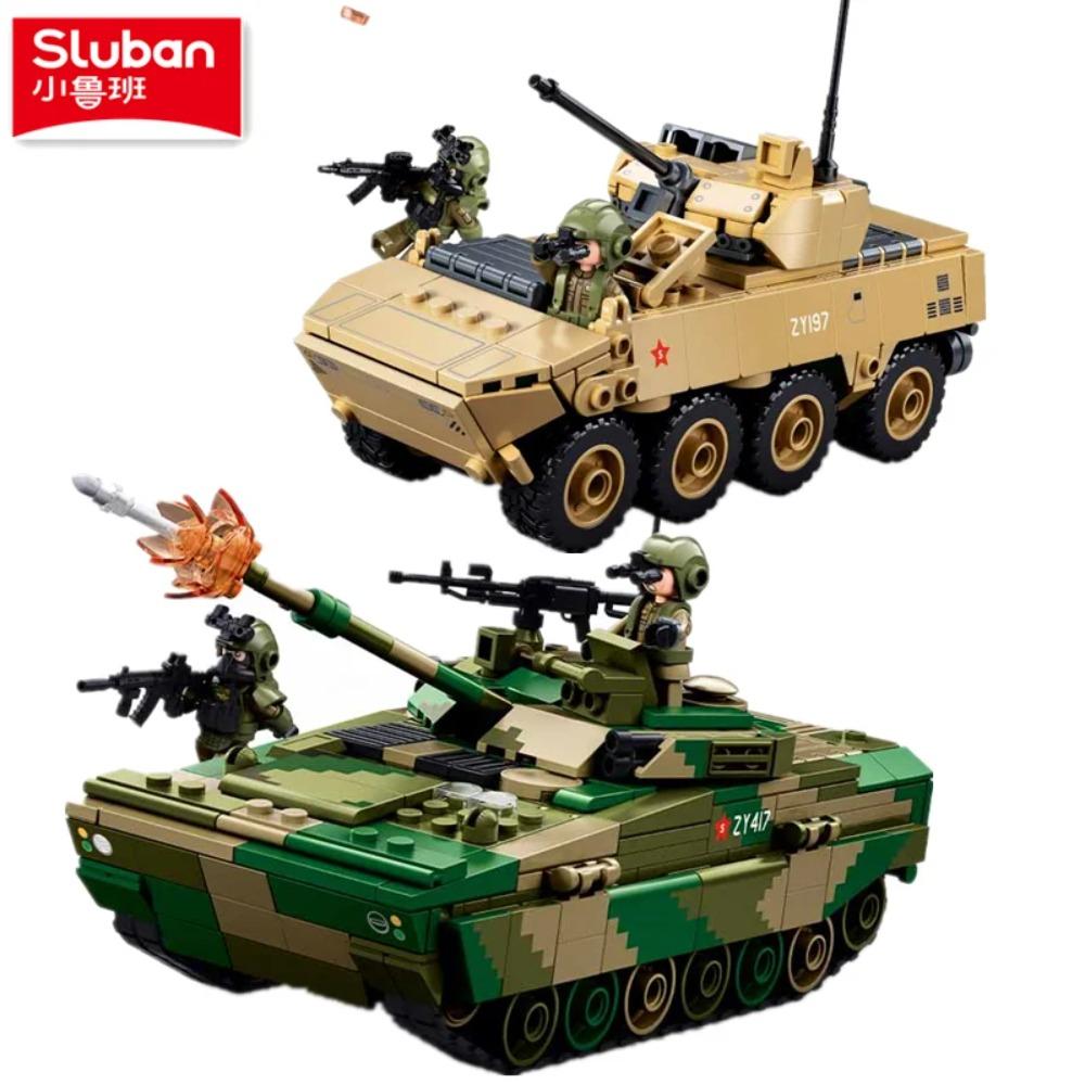 Sluban Set di Mattoncini Serbatoio Militare Veicolo Corazzato con Figure di Soldati Mattoncini Militari Giocattoli Educativi per Bambini