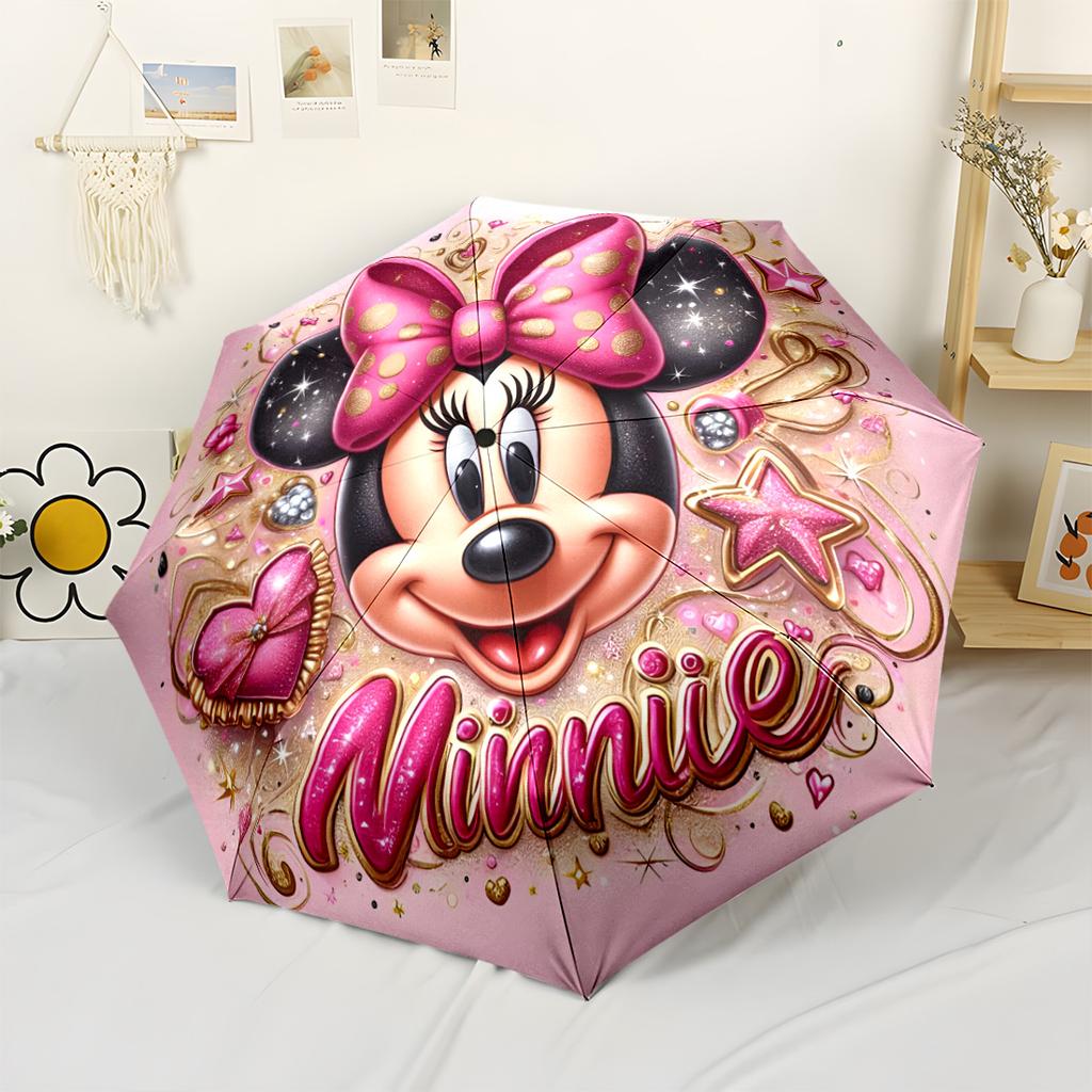 Minnie Mouse Fantasy Art Outdoor Automatic Umbrella with 8-Rib Durable All-Season Travel Elegant Women's Umbrella Best for Christmas