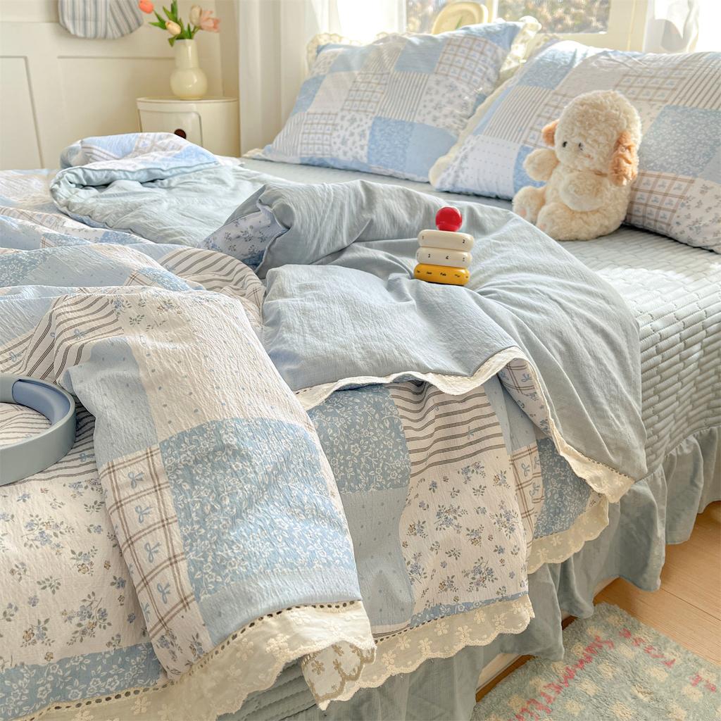 2026 New Cloud Feeling Puff Cotton Small Fresh Lace Bed Cover Bed Sheet Style Summer Quilt - Summer