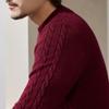 Qipai Men's Pure Wool Double-Layer Round Neck Pullover Sweater