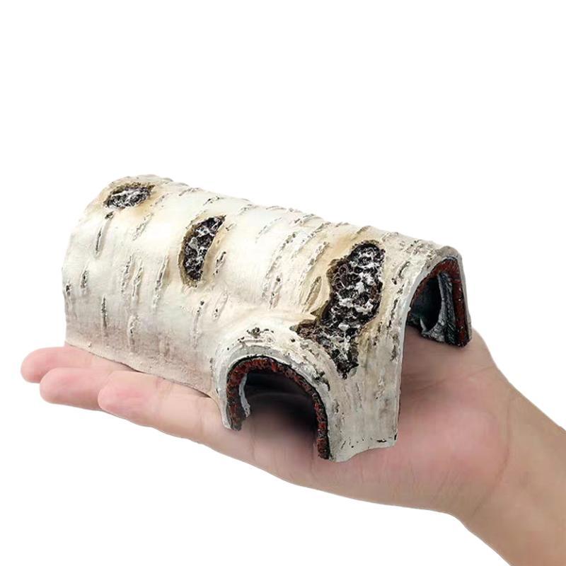 1 Stück Langlebige Birkenholz-Textur Pvc Unterschlupf Reptilien Versteckhöhle für Echsen und Amphibien Häutung Entspannung & Spiel