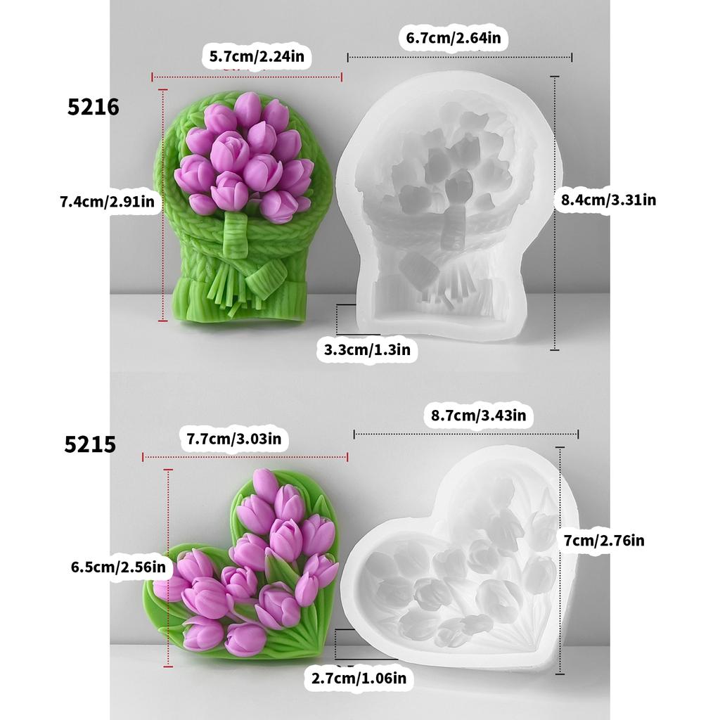 Multipurpose Tulips Candle Stand Sturdy Silicone Plaster Mould for Elegant Home Decoration Wedding and Festive Occasions