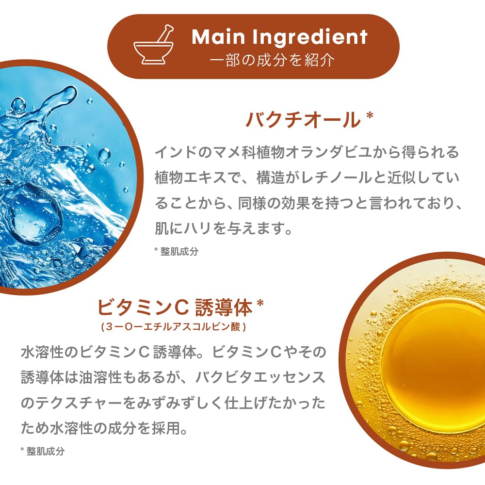 BEAUTY Bakuvita Essence a Firming and Radiant Serum Containing a Retinol and Vitamin C Mgd by Megood Beauty [MEGOOD Official] 30ml, Bakuchiol,