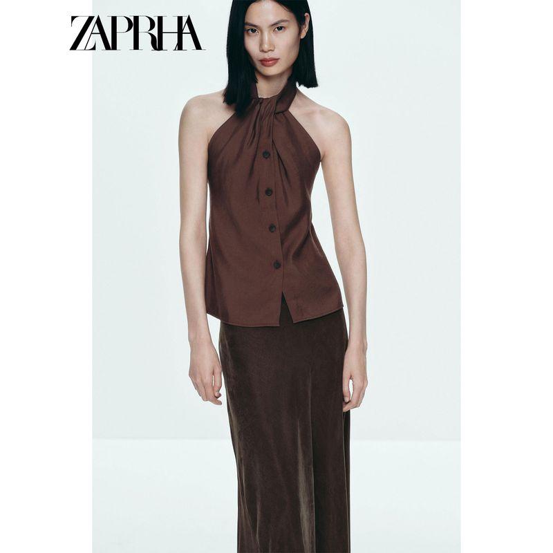 Zaprha 2025 Summer New American Seaside Holiday Style Knot Decoration Hanging Neck Top Style Vest Women 2010709
