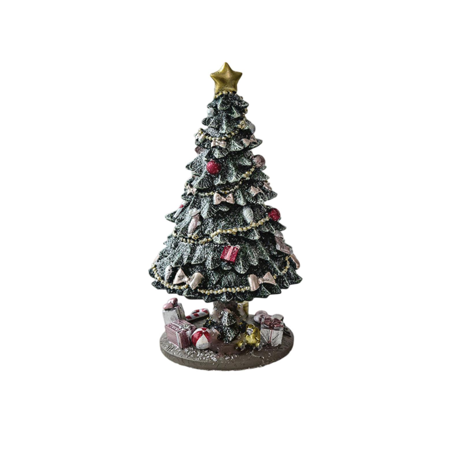 

Рождественская музыкальная шкатулка из смолы, настольное маленькое украшение, вращающаяся елка, рождественское украшение One Size