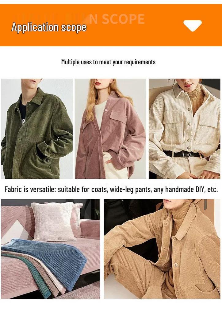 Microfiber Corduroy Elastic 8-Rib Fabric Shirt & Wide Leg Pants Jacket, Unisex Velvet Apparel.