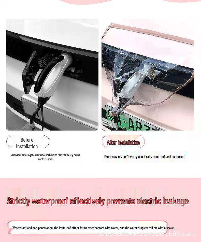 Electric Car Charger Rain Cover with Magnetic Strip - Transparent, Multi-Color Options