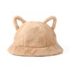 Women's Bucket Hat Winter Cute Cat Ear Plush Fisherman Cap Keep Warm Faux Fur Leopard Bob Cap Female