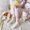 Cute Cartoon Pink Plush Wool Mid-Calf Warm Women's Socks – Winter Fleece-Lined Sleep & Floor Socks