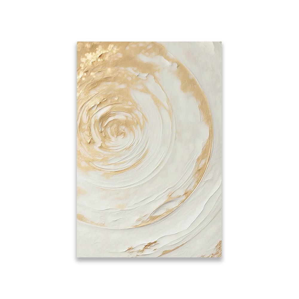 Abstract Golden and Beige Wave Poster Luxurious And Elegant Classical Black and White Print Canvas Painting Decor 21X30CMNo Framed