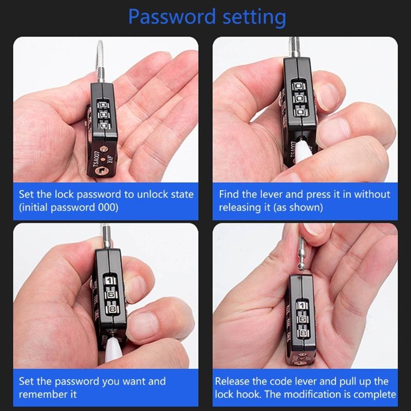 Customs Lock Luggage Lock Suitcase Lock Password Lock Travel Lock Practical Combination Padlock with Steel Cable