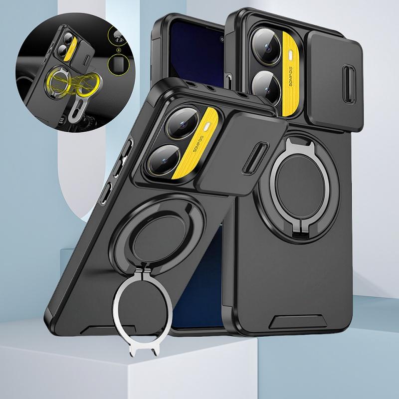 Armor Funda For Xiaomi Poco X7 Pro 5G Slide Lens Protector Phone Case For Pocox7pro Poko Little X 7 Pro x7pro Ring Holder Cover