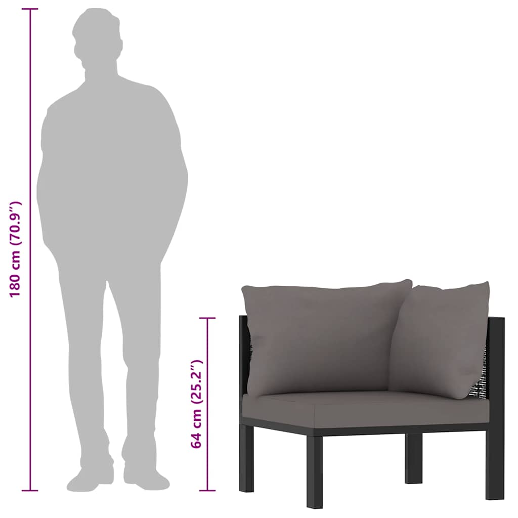 Corner Sofa Module with Left Armrest Poly Rattan Anthracite