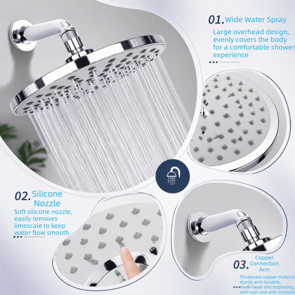 Premium Material Round Shower Head Chrome Plated Finish Concealed Mount Showerhead Apartment