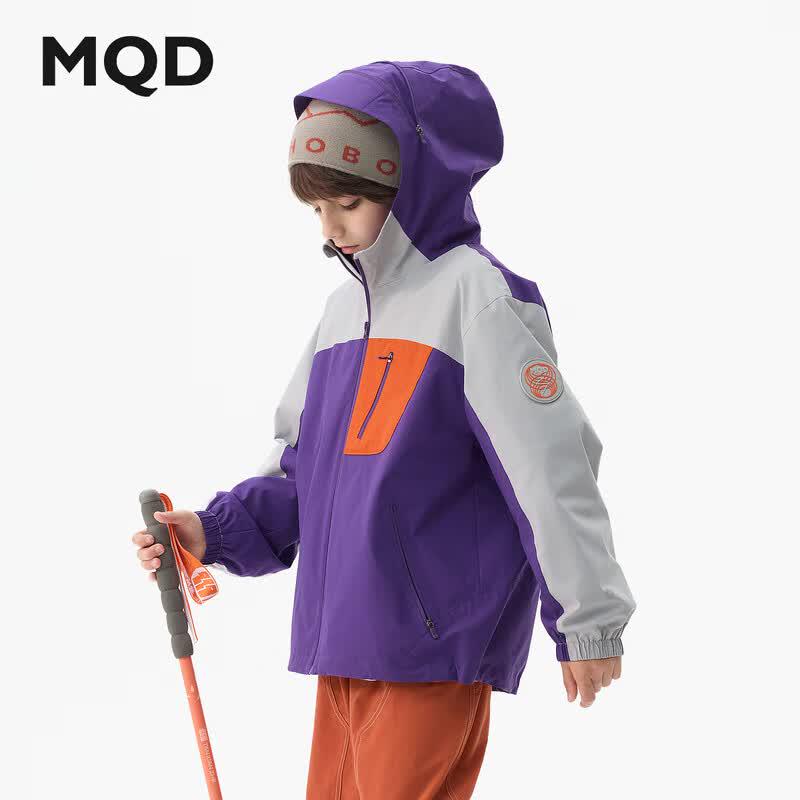 MQD Kids' Waterproof Color Block Outdoor Hooded Jacket