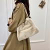 Women Fluffy Shoulder Bag Top-handle Bag Fashi Female Autumn Winter Handbag Soft Plush Versatile Shopping Tote